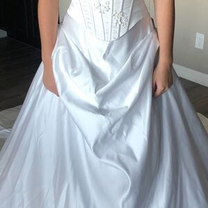 White Satin Ball Gown Dress